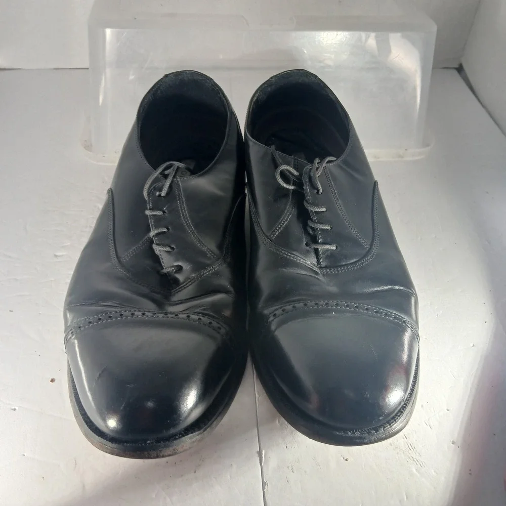 Florsheim Oxford Dress Shoes 10M Black Leather Cap Toe Brogue 20382 Formal Mens